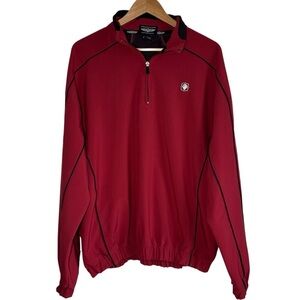 Straight Down Performance Men's Golf Jacket size Large 1/4 Zip Red Outdoor Logo